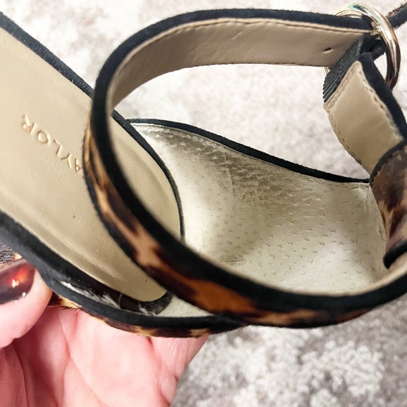 Ann Taylor Leannette Leopard Print Calf Hair Block Heel Sandals Size Women's 9 - Picture 6 of 8